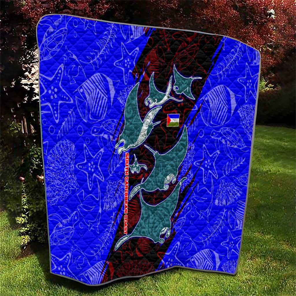 South Caribbean Coast Nicaragua Quilt with Manta Ray Coral Reef and Dive into the Spirit Design - Wonder Print Shop