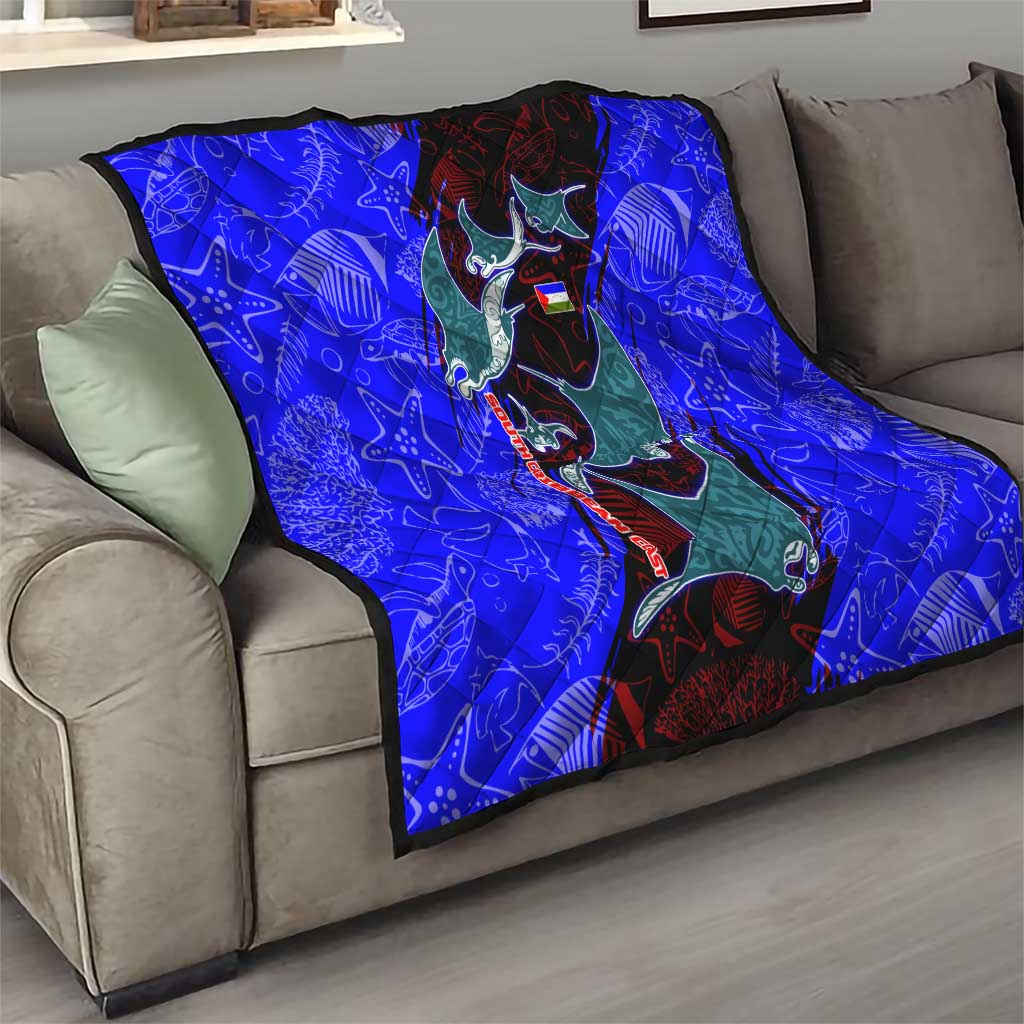 South Caribbean Coast Nicaragua Quilt with Manta Ray Coral Reef and Dive into the Spirit Design - Wonder Print Shop