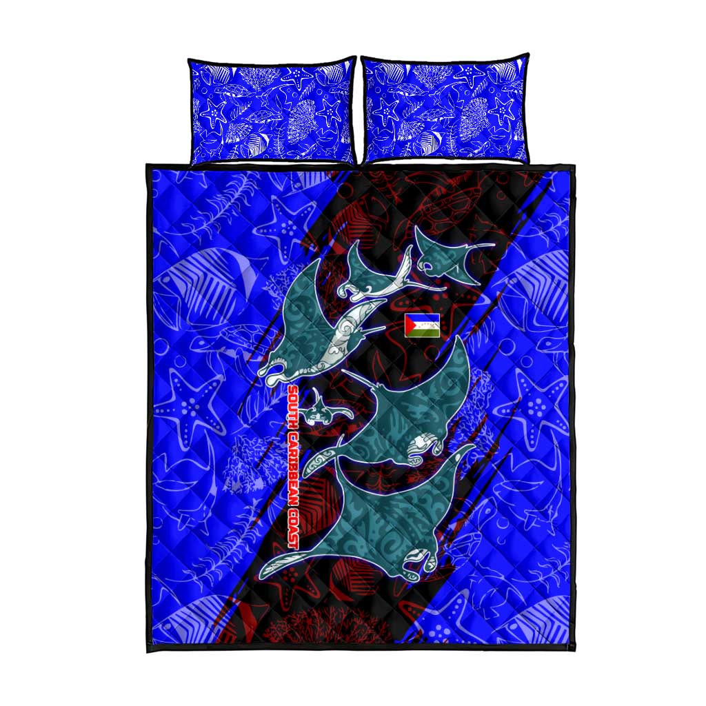 South Caribbean Coast Nicaragua Quilt Bed Set with Manta Ray Coral Reef and Dive into the Spirit Design - Wonder Print Shop