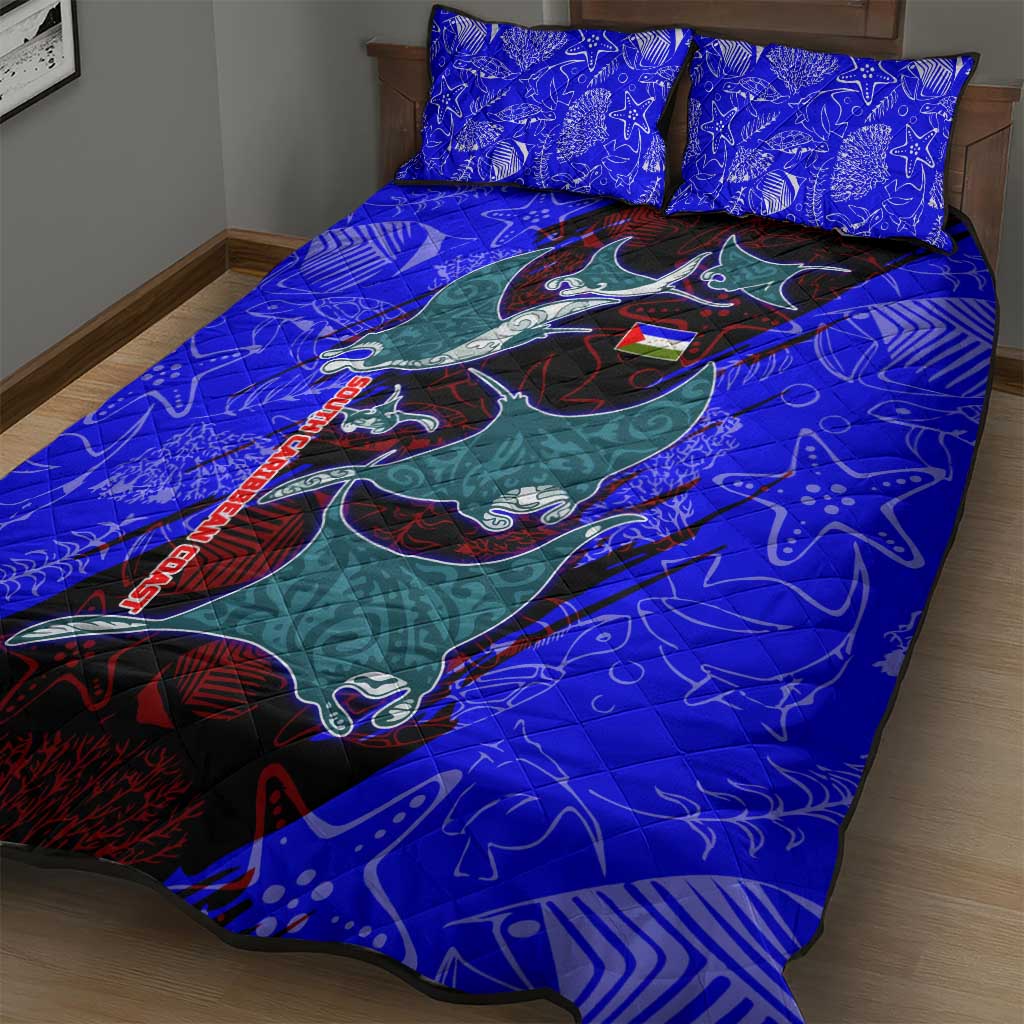 South Caribbean Coast Nicaragua Quilt Bed Set with Manta Ray Coral Reef and Dive into the Spirit Design - Wonder Print Shop