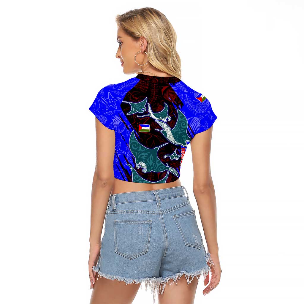 South Caribbean Coast Nicaragua Raglan Cropped T Shirt with Manta Ray Coral Reef and Dive into the Spirit Design - Wonder Print Shop
