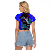 South Caribbean Coast Nicaragua Raglan Cropped T Shirt with Manta Ray Coral Reef and Dive into the Spirit Design - Wonder Print Shop
