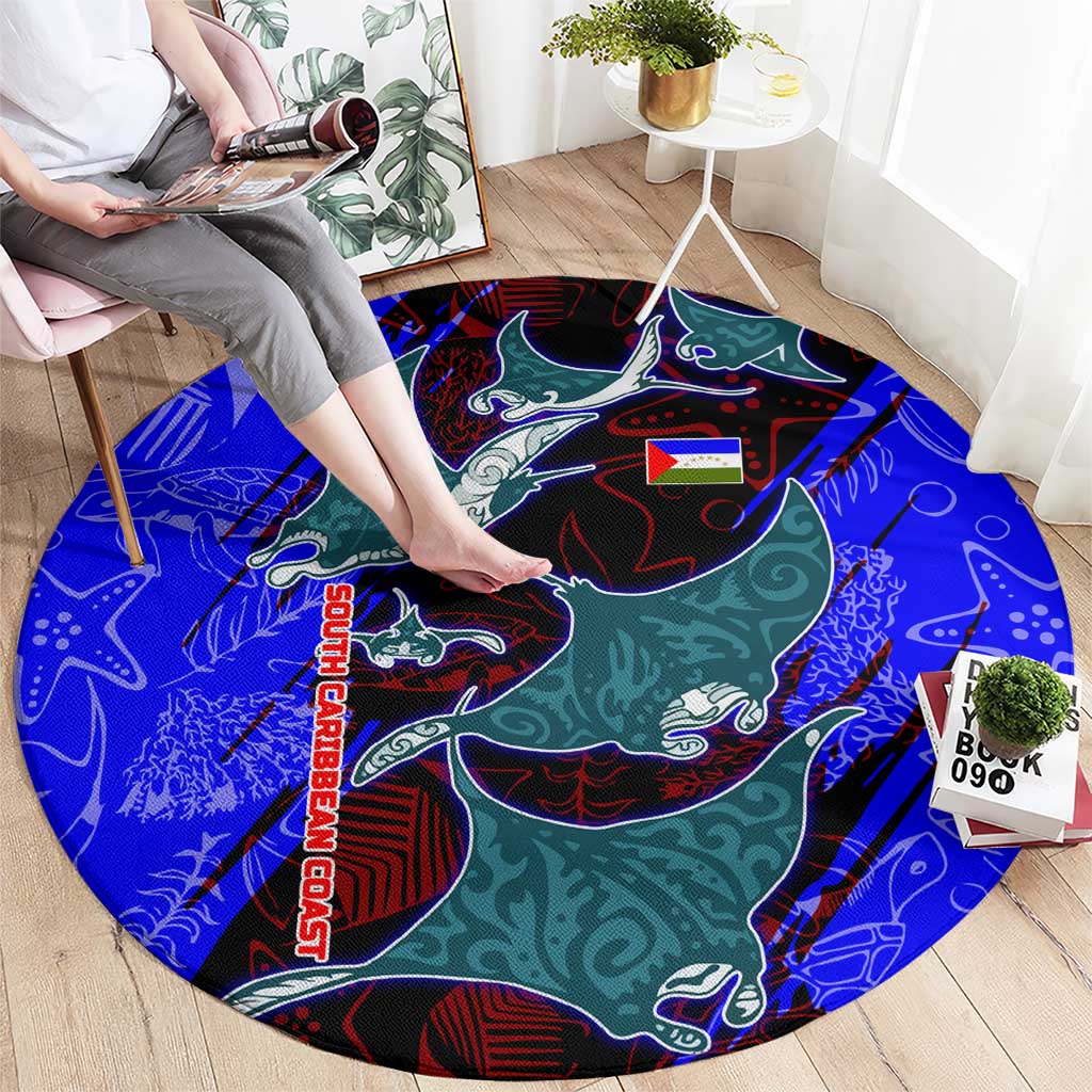 South Caribbean Coast Nicaragua Round Carpet with Manta Ray Coral Reef and Dive into the Spirit Design - Wonder Print Shop