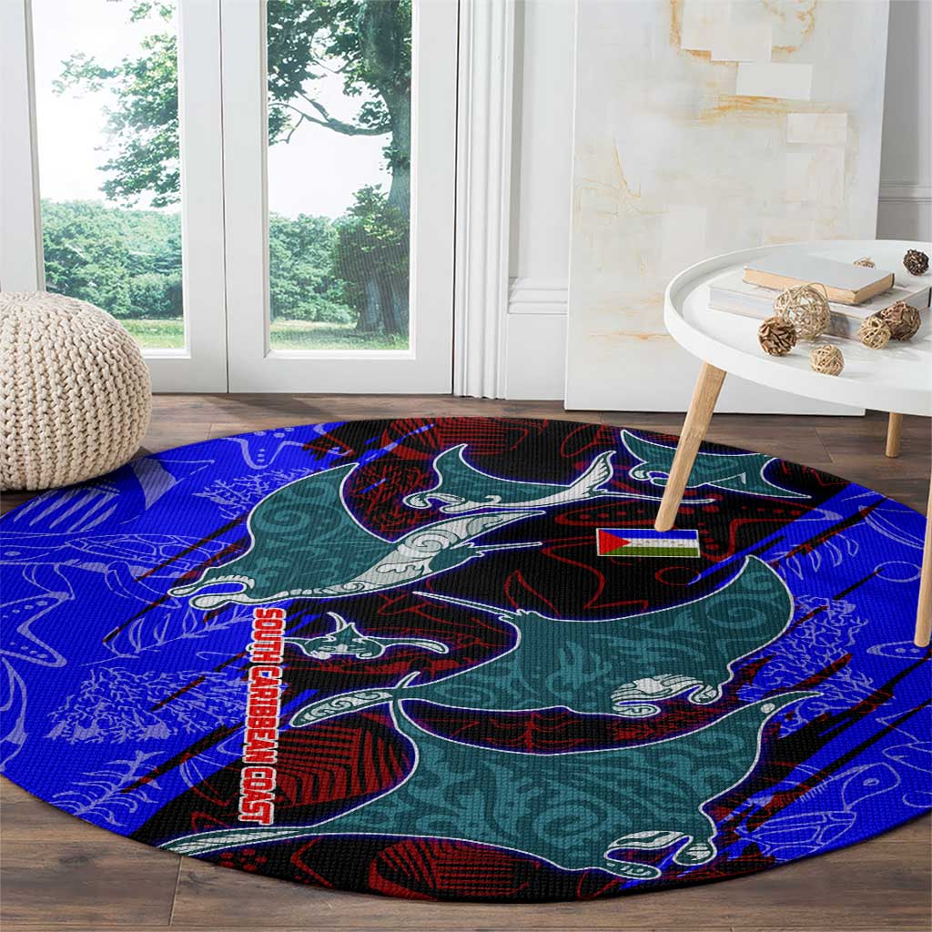 South Caribbean Coast Nicaragua Round Carpet with Manta Ray Coral Reef and Dive into the Spirit Design - Wonder Print Shop