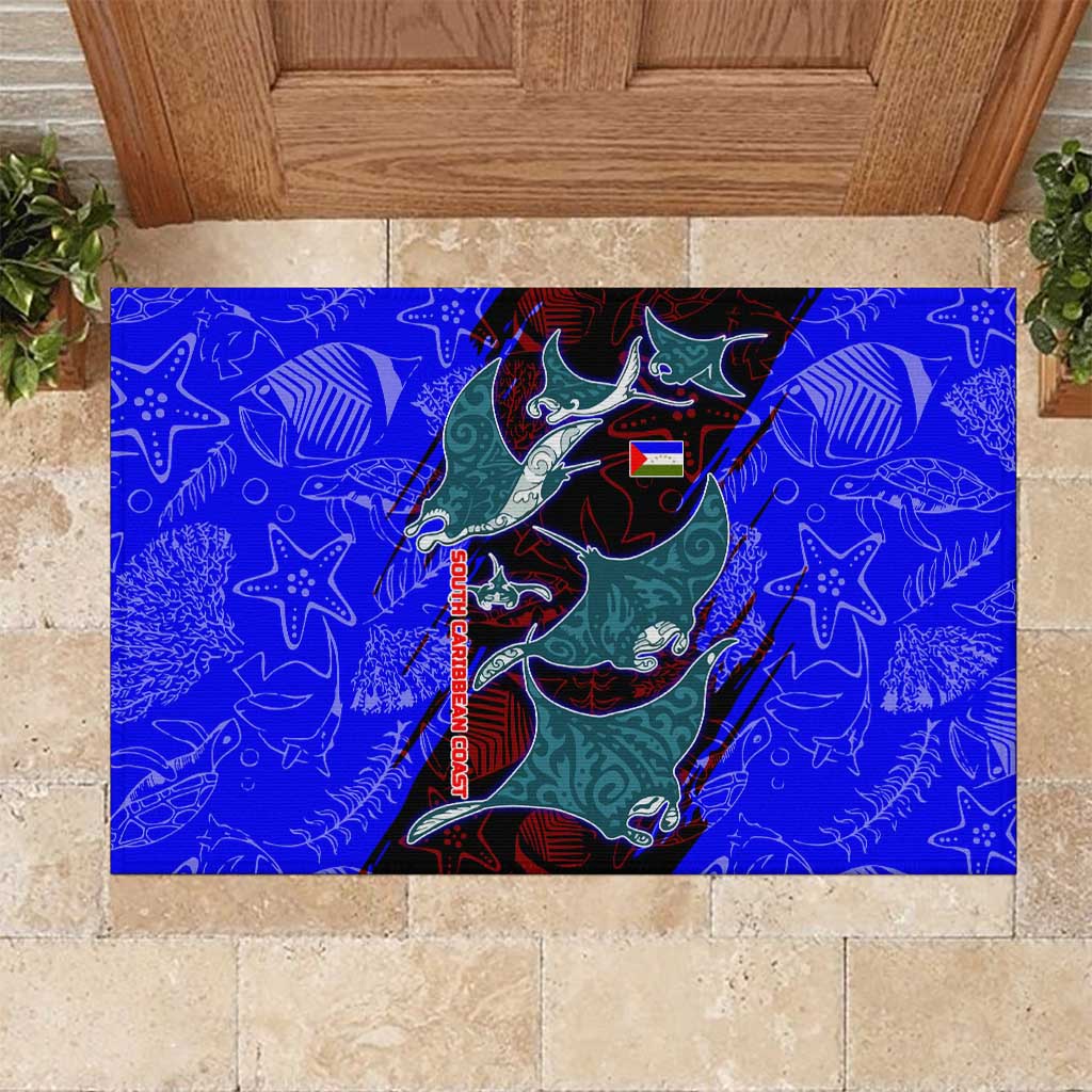 South Caribbean Coast Nicaragua Rubber Doormat with Manta Ray Coral Reef and Dive into the Spirit Design - Wonder Print Shop