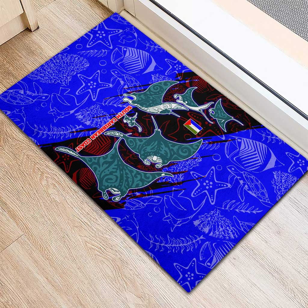 South Caribbean Coast Nicaragua Rubber Doormat with Manta Ray Coral Reef and Dive into the Spirit Design - Wonder Print Shop
