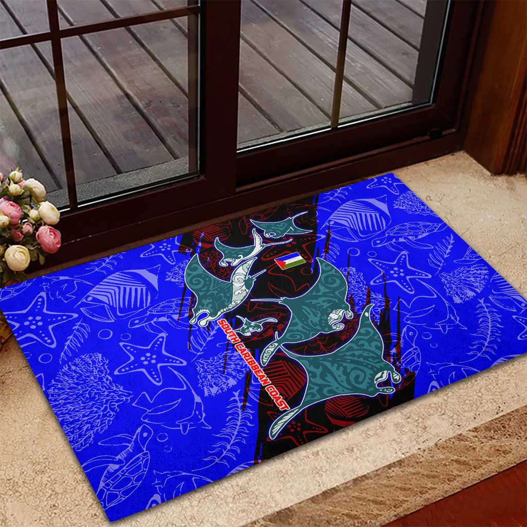 South Caribbean Coast Nicaragua Rubber Doormat with Manta Ray Coral Reef and Dive into the Spirit Design - Wonder Print Shop