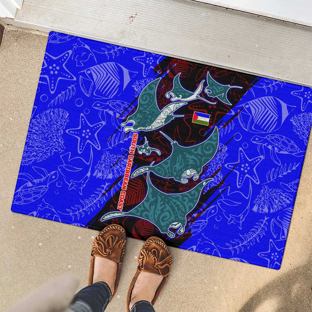 South Caribbean Coast Nicaragua Rubber Doormat with Manta Ray Coral Reef and Dive into the Spirit Design - Wonder Print Shop