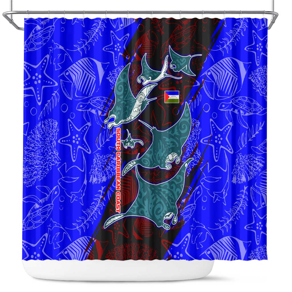 South Caribbean Coast Nicaragua Shower Curtain with Manta Ray Coral Reef and Dive into the Spirit Design - Wonder Print Shop