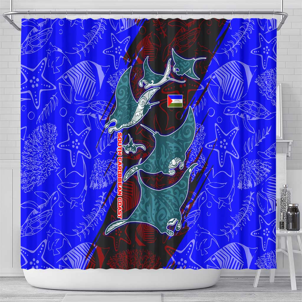 South Caribbean Coast Nicaragua Shower Curtain with Manta Ray Coral Reef and Dive into the Spirit Design - Wonder Print Shop