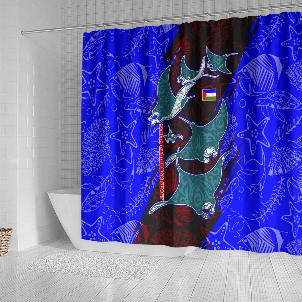 South Caribbean Coast Nicaragua Shower Curtain with Manta Ray Coral Reef and Dive into the Spirit Design - Wonder Print Shop