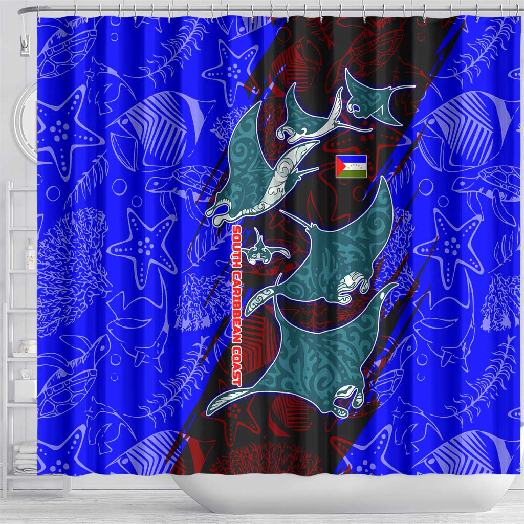 South Caribbean Coast Nicaragua Shower Curtain with Manta Ray Coral Reef and Dive into the Spirit Design - Wonder Print Shop