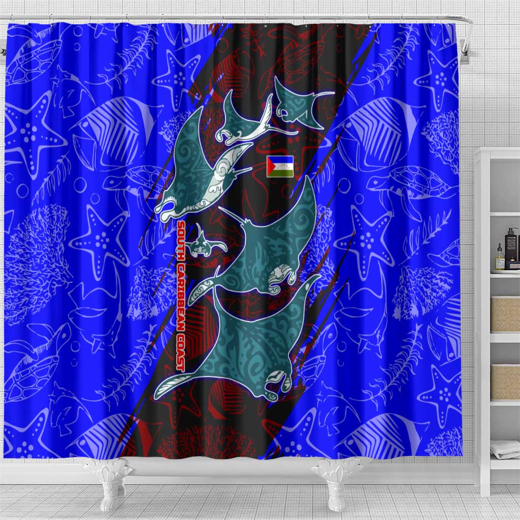 South Caribbean Coast Nicaragua Shower Curtain with Manta Ray Coral Reef and Dive into the Spirit Design - Wonder Print Shop