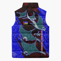 South Caribbean Coast Nicaragua Sleeveless Puffer Jacket with Manta Ray Coral Reef and Dive into the Spirit Design - Wonder Print Shop