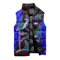 South Caribbean Coast Nicaragua Sleeveless Puffer Jacket with Manta Ray Coral Reef and Dive into the Spirit Design - Wonder Print Shop