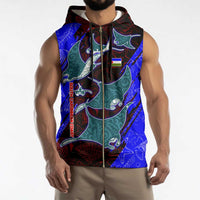 South Caribbean Coast Nicaragua Sleeveless Zip Hoodie with Manta Ray Coral Reef and Dive into the Spirit Design - Wonder Print Shop