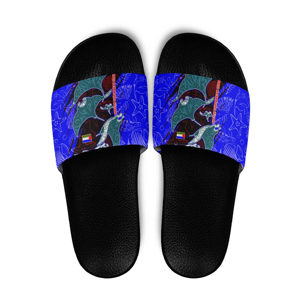 South Caribbean Coast Nicaragua Slide Sandals with Manta Ray Coral Reef and Dive into the Spirit Design - Wonder Print Shop