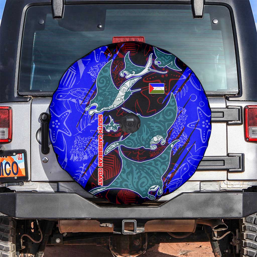 South Caribbean Coast Nicaragua Spare Tire Cover with Manta Ray Coral Reef and Dive into the Spirit Design - Wonder Print Shop