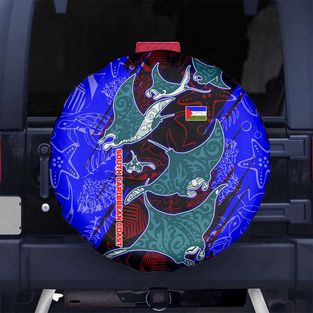 South Caribbean Coast Nicaragua Spare Tire Cover with Manta Ray Coral Reef and Dive into the Spirit Design - Wonder Print Shop