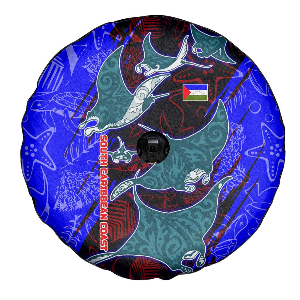 South Caribbean Coast Nicaragua Spare Tire Cover with Manta Ray Coral Reef and Dive into the Spirit Design - Wonder Print Shop