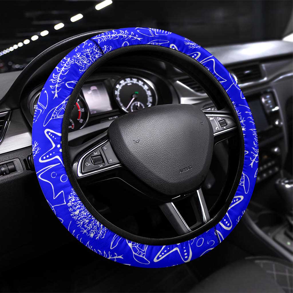 South Caribbean Coast Nicaragua Steering Wheel Cover with Manta Ray Coral Reef and Dive into the Spirit Design - Wonder Print Shop