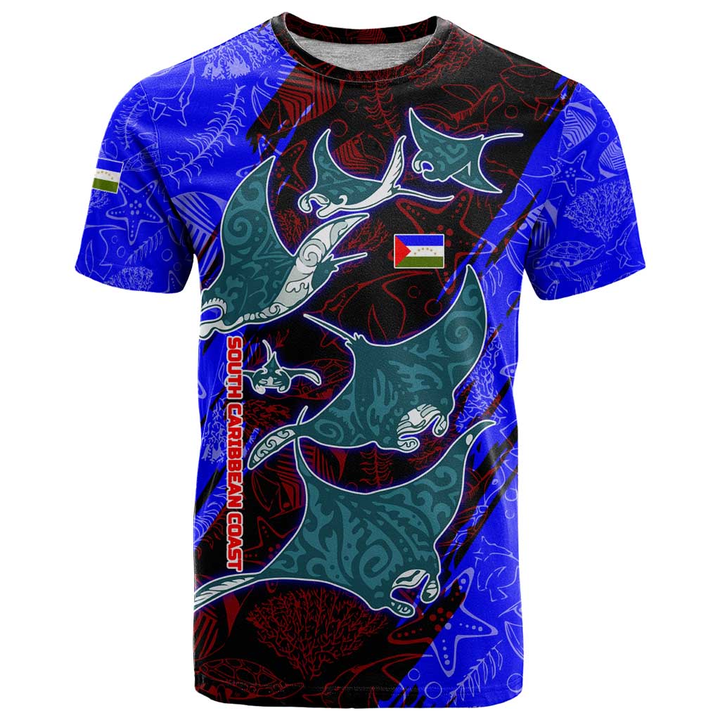 South Caribbean Coast Nicaragua T Shirt with Manta Ray Coral Reef and Dive into the Spirit Design - Wonder Print Shop
