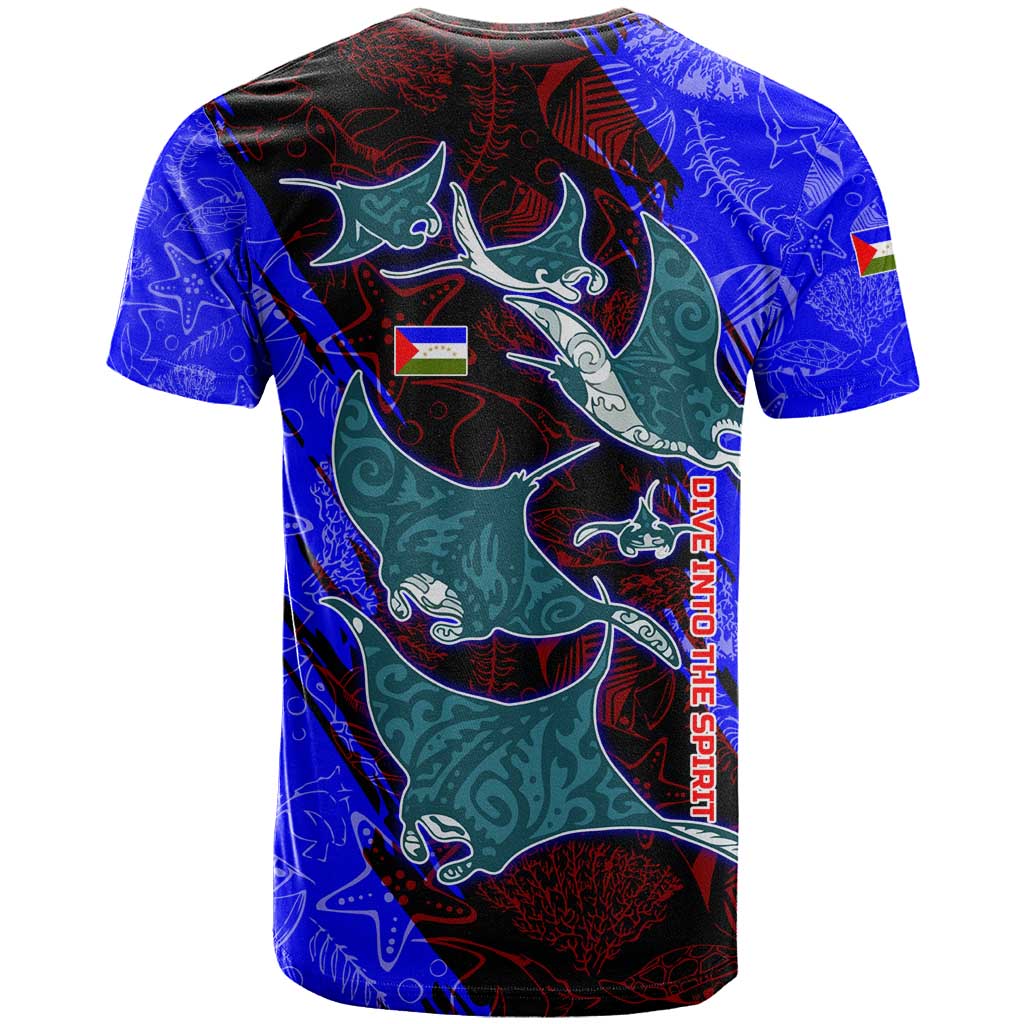 South Caribbean Coast Nicaragua T Shirt with Manta Ray Coral Reef and Dive into the Spirit Design - Wonder Print Shop