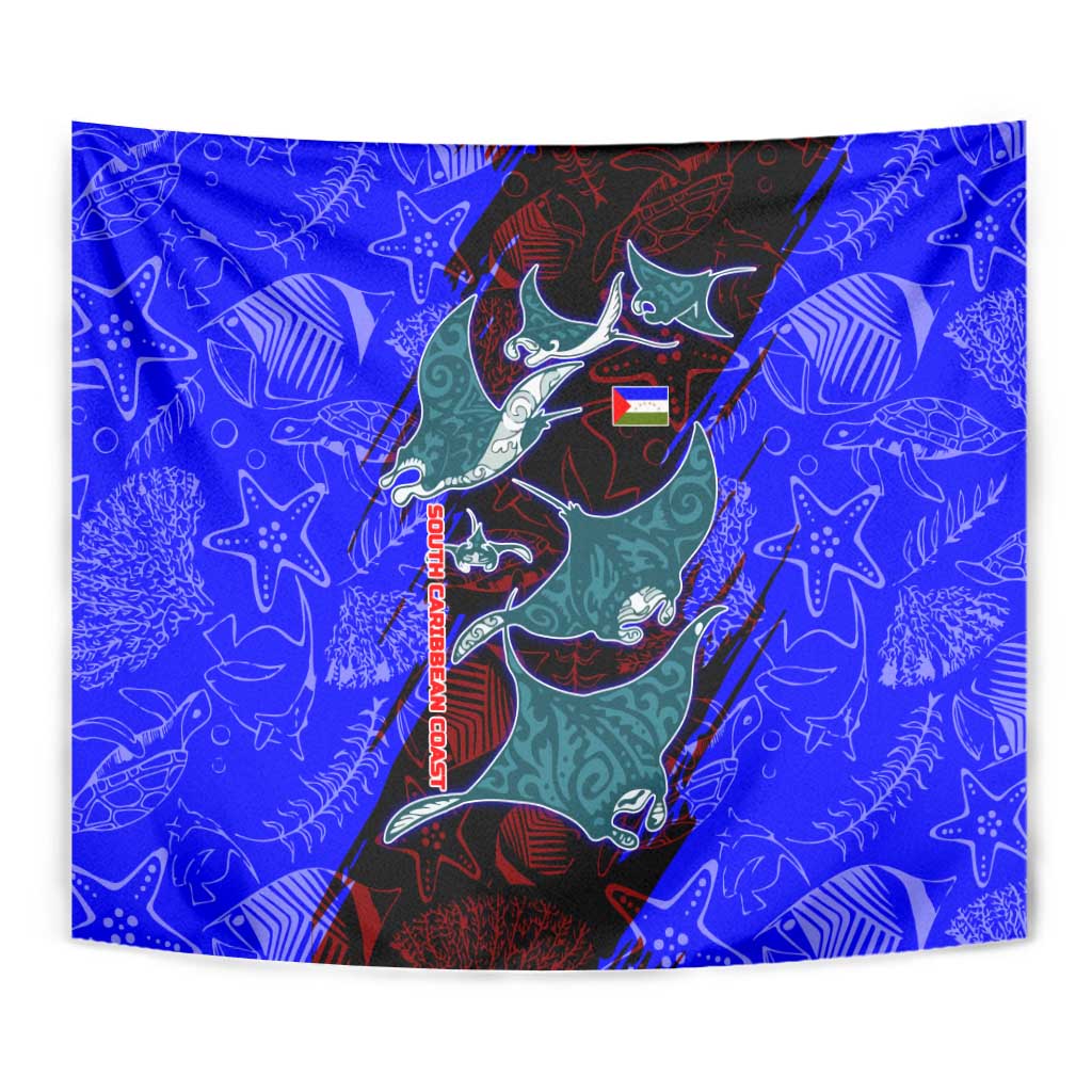 South Caribbean Coast Nicaragua Tapestry with Manta Ray Coral Reef and Dive into the Spirit Design - Wonder Print Shop