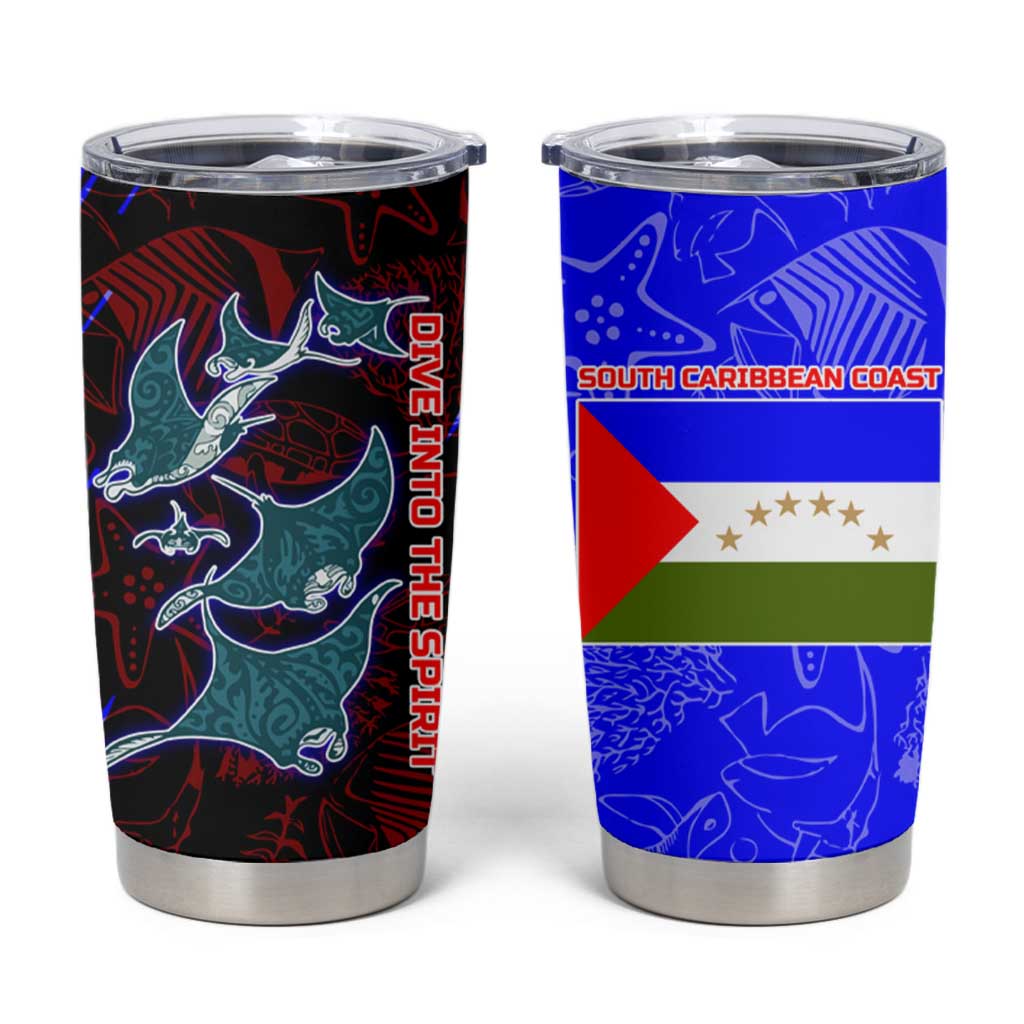 South Caribbean Coast Nicaragua Tumbler Cup with Manta Ray Coral Reef and Dive into the Spirit Design - Wonder Print Shop