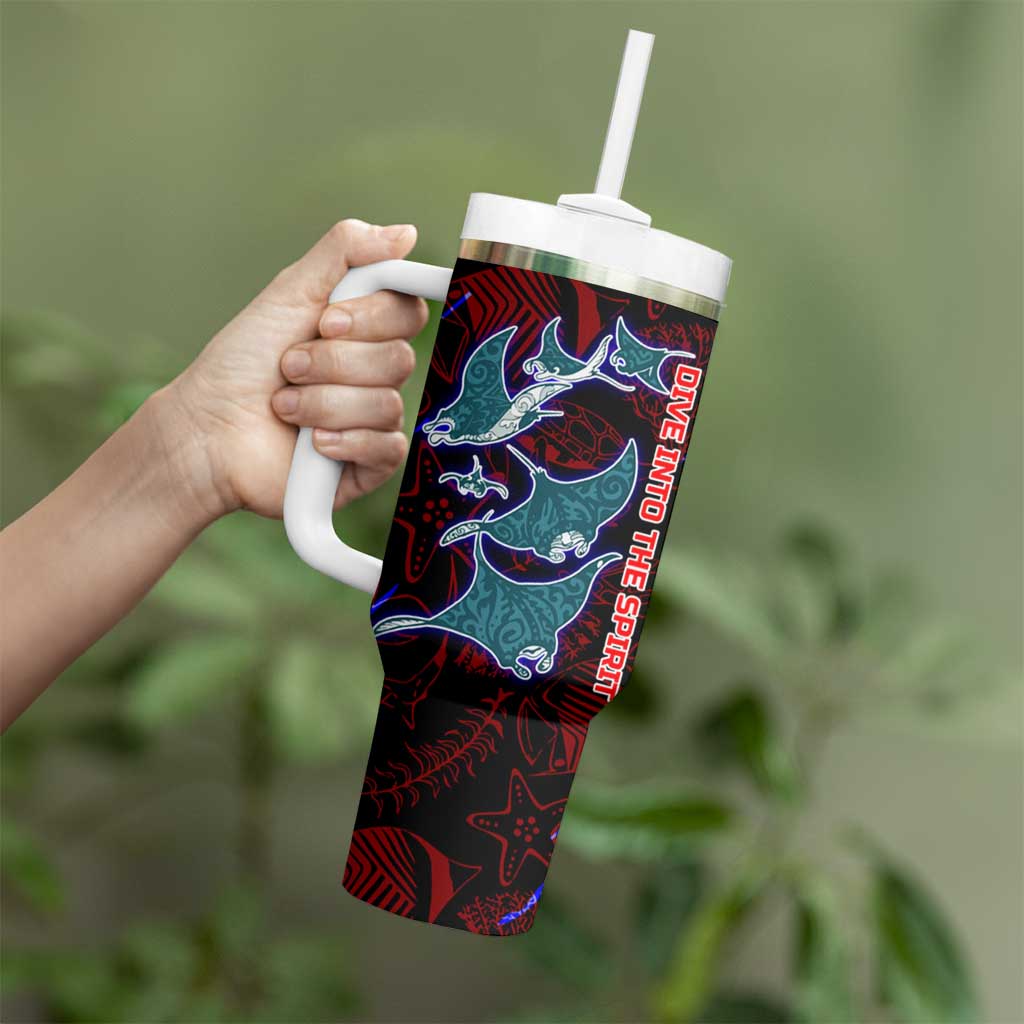 South Caribbean Coast Nicaragua Tumbler With Handle with Manta Ray Coral Reef and Dive into the Spirit Design - Wonder Print Shop