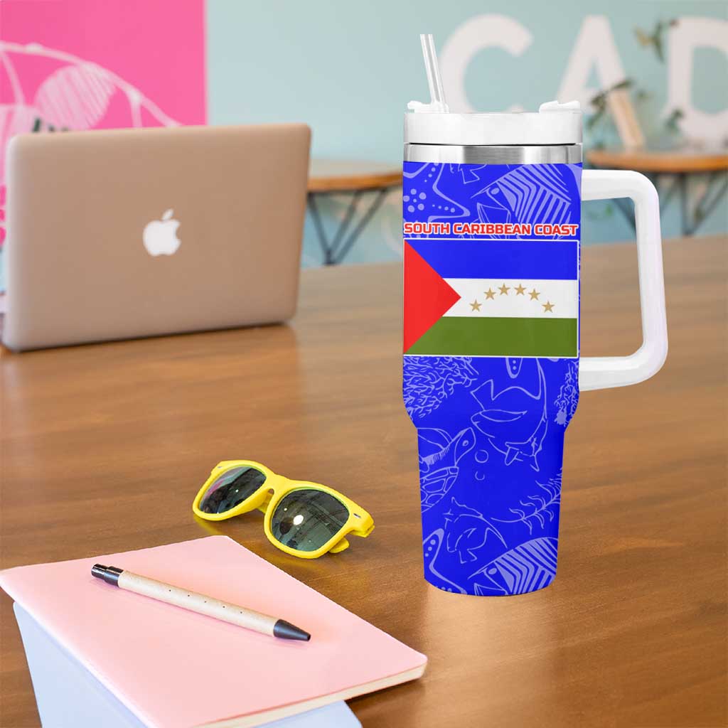 South Caribbean Coast Nicaragua Tumbler With Handle with Manta Ray Coral Reef and Dive into the Spirit Design - Wonder Print Shop