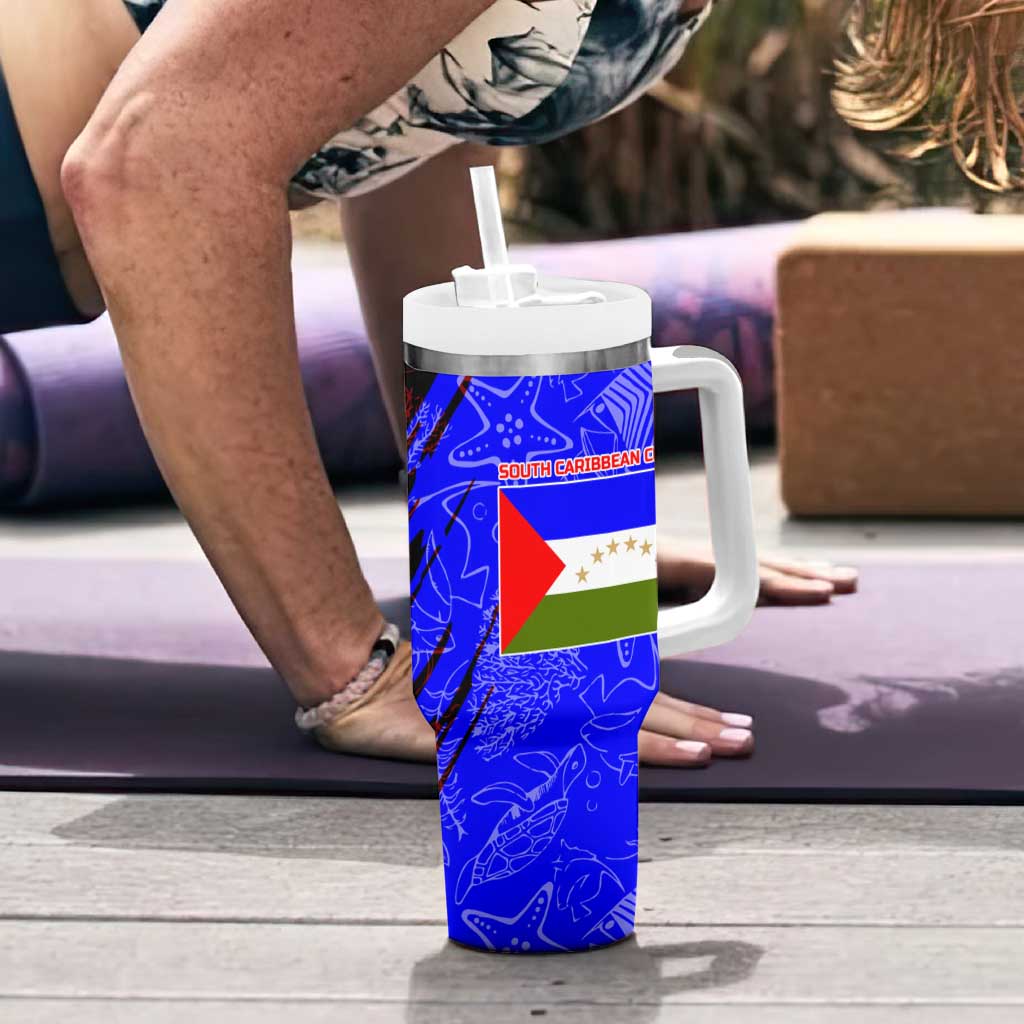 South Caribbean Coast Nicaragua Tumbler With Handle with Manta Ray Coral Reef and Dive into the Spirit Design - Wonder Print Shop