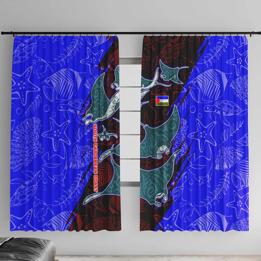 South Caribbean Coast Nicaragua Window Curtain with Manta Ray Coral Reef and Dive into the Spirit Design - Wonder Print Shop