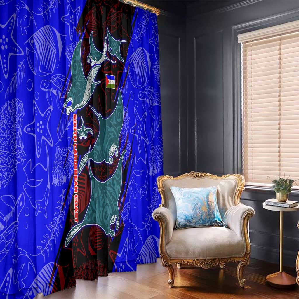 South Caribbean Coast Nicaragua Window Curtain with Manta Ray Coral Reef and Dive into the Spirit Design - Wonder Print Shop