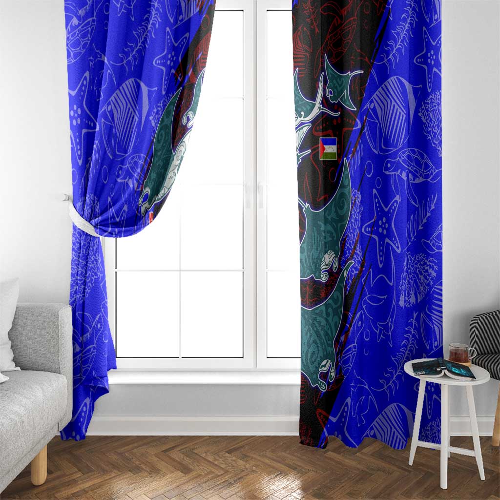 South Caribbean Coast Nicaragua Window Curtain with Manta Ray Coral Reef and Dive into the Spirit Design - Wonder Print Shop