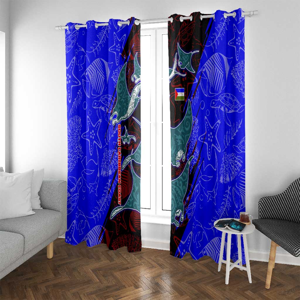 South Caribbean Coast Nicaragua Window Curtain with Manta Ray Coral Reef and Dive into the Spirit Design - Wonder Print Shop