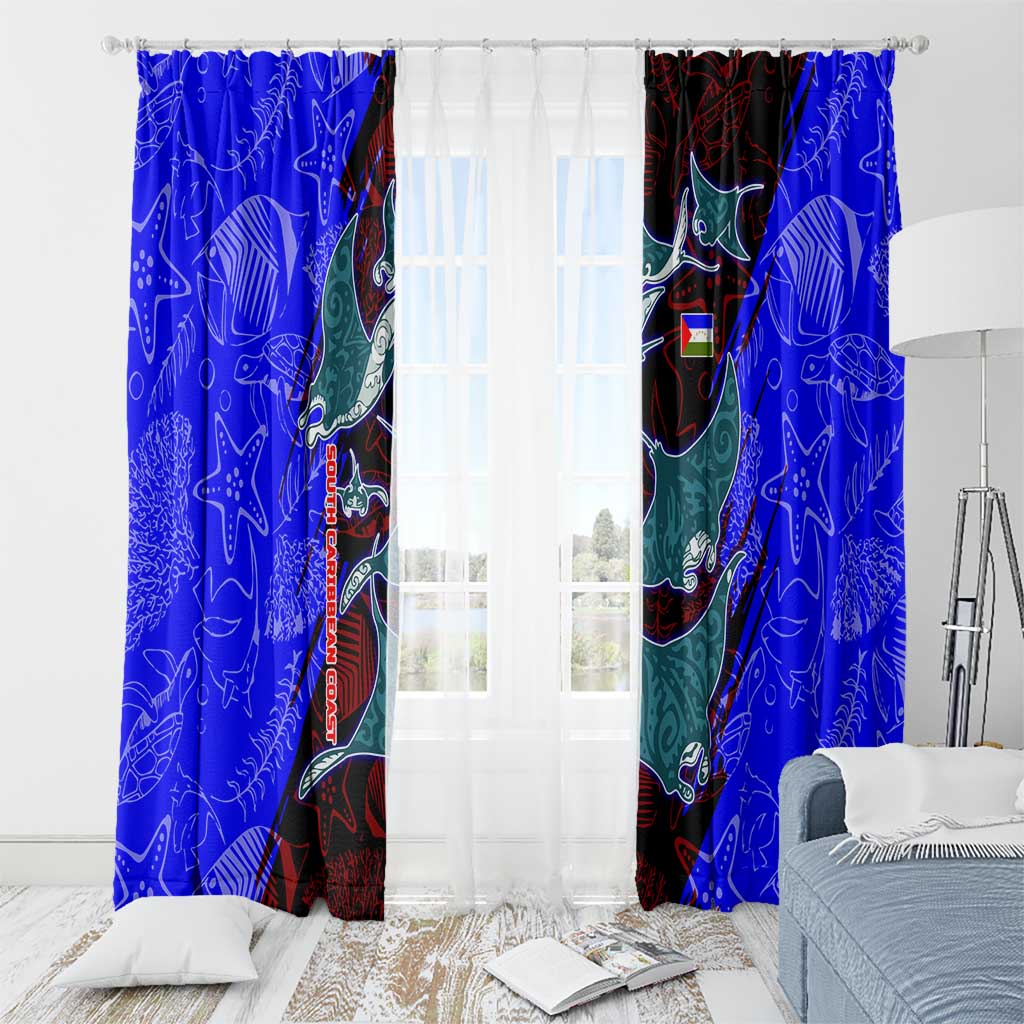 South Caribbean Coast Nicaragua Window Curtain with Manta Ray Coral Reef and Dive into the Spirit Design - Wonder Print Shop
