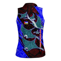 South Caribbean Coast Nicaragua Women Sleeveless Polo Shirt with Manta Ray Coral Reef and Dive into the Spirit Design - Wonder Print Shop