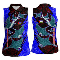 South Caribbean Coast Nicaragua Women Sleeveless Polo Shirt with Manta Ray Coral Reef and Dive into the Spirit Design - Wonder Print Shop