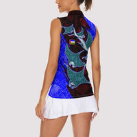 South Caribbean Coast Nicaragua Women Sleeveless Polo Shirt with Manta Ray Coral Reef and Dive into the Spirit Design - Wonder Print Shop