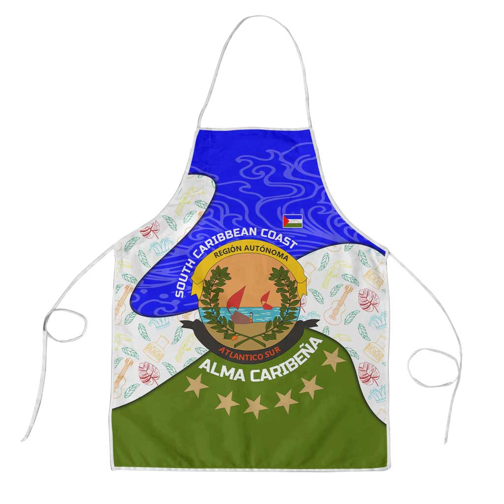 Nicaragua South Caribbean Coast Apron with Regional Seal and Ocean Shell Pattern Alma Caribeña Design - Wonder Print Shop