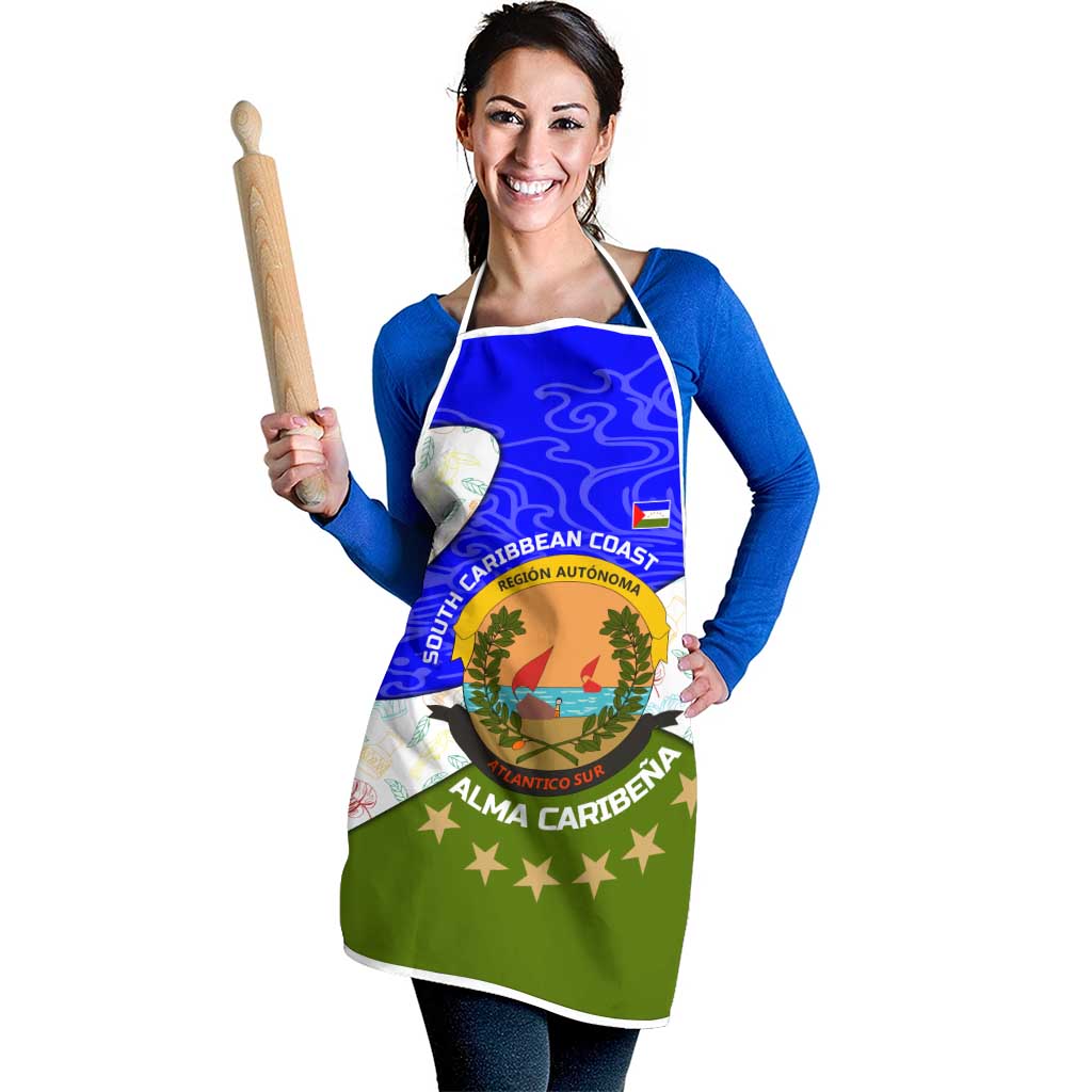 Nicaragua South Caribbean Coast Apron with Regional Seal and Ocean Shell Pattern Alma Caribeña Design - Wonder Print Shop