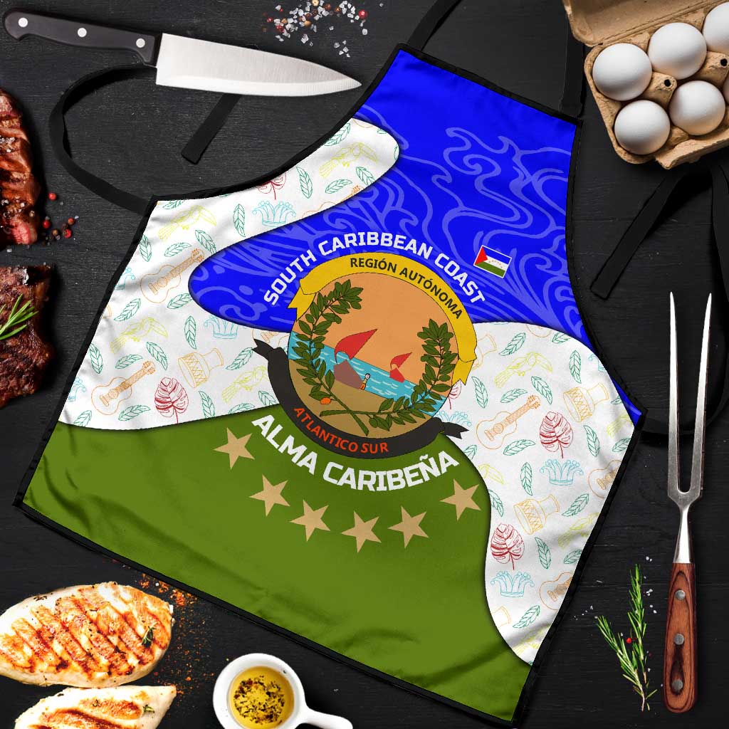 Nicaragua South Caribbean Coast Apron with Regional Seal and Ocean Shell Pattern Alma Caribeña Design - Wonder Print Shop