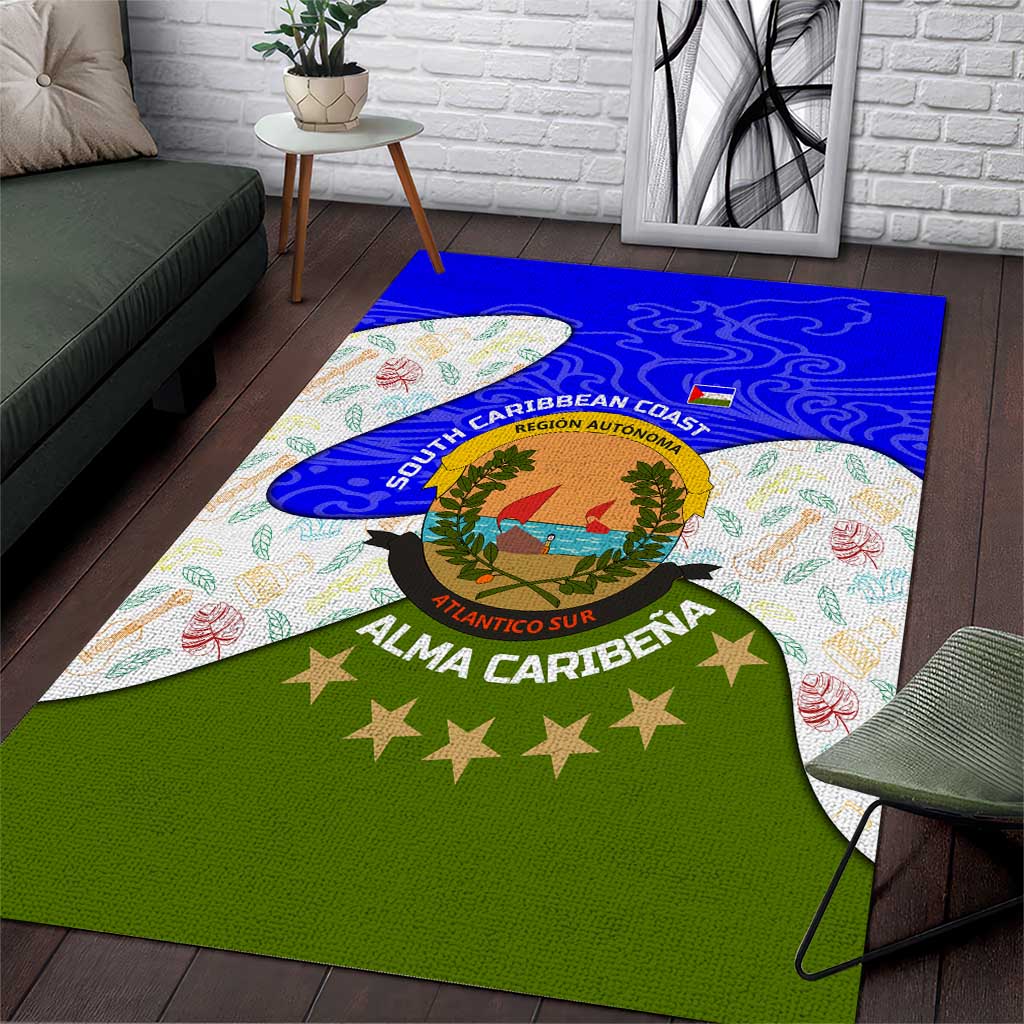 Nicaragua South Caribbean Coast Area Rug with Regional Seal and Ocean Shell Pattern Alma Caribeña Design - Wonder Print Shop