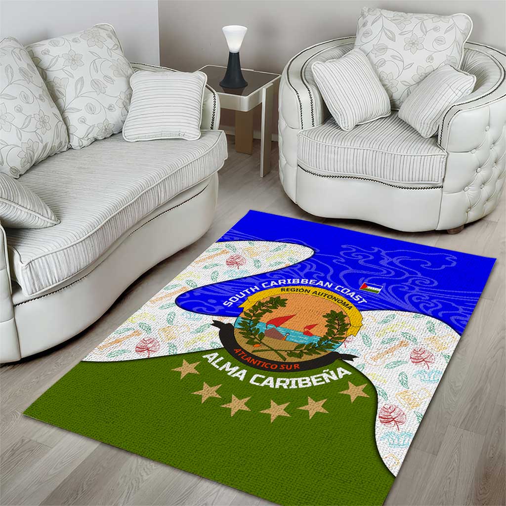 Nicaragua South Caribbean Coast Area Rug with Regional Seal and Ocean Shell Pattern Alma Caribeña Design - Wonder Print Shop