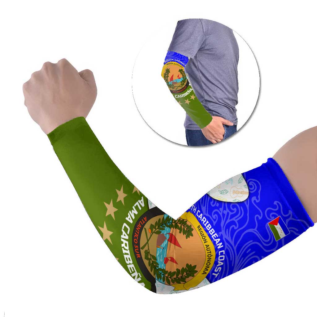 Nicaragua South Caribbean Coast Arm Sleeves with Regional Seal and Ocean Shell Pattern Alma Caribeña Design - Wonder Print Shop