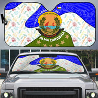 Nicaragua South Caribbean Coast Auto Sun Shade with Regional Seal and Ocean Shell Pattern Alma Caribeña Design - Wonder Print Shop