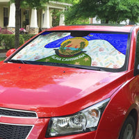 Nicaragua South Caribbean Coast Auto Sun Shade with Regional Seal and Ocean Shell Pattern Alma Caribeña Design - Wonder Print Shop