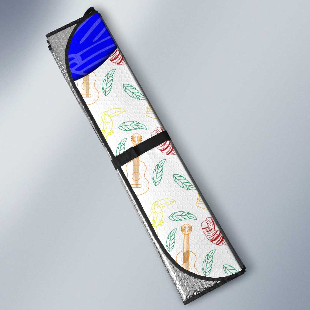 Nicaragua South Caribbean Coast Auto Sun Shade with Regional Seal and Ocean Shell Pattern Alma Caribeña Design - Wonder Print Shop