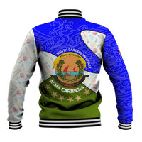 Nicaragua South Caribbean Coast Baseball Jacket with Regional Seal and Ocean Shell Pattern Alma Caribeña Design - Wonder Print Shop